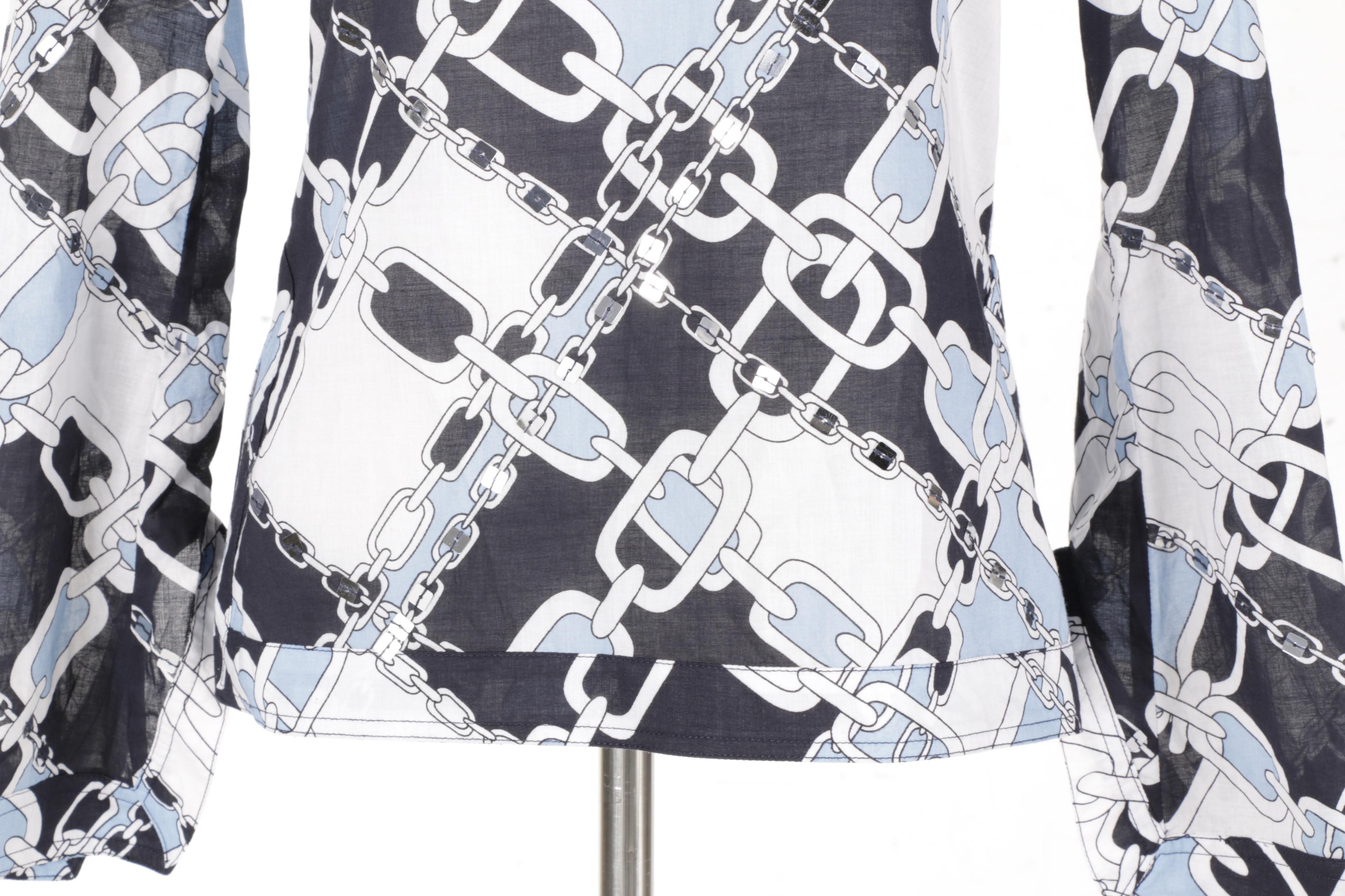 Tory Burch Chain Link Print Cotton Blouse