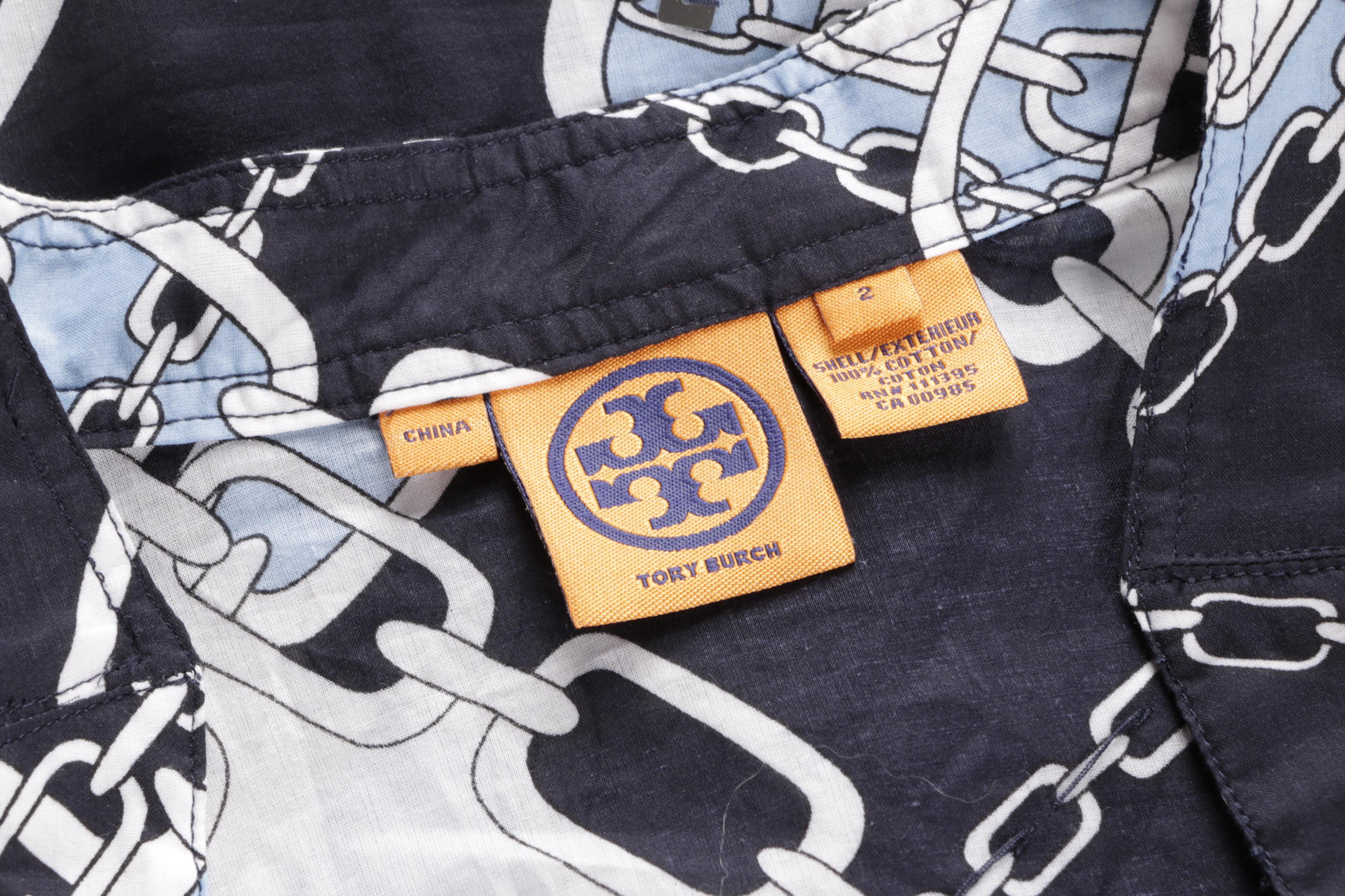 Tory Burch Chain Link Print Cotton Blouse