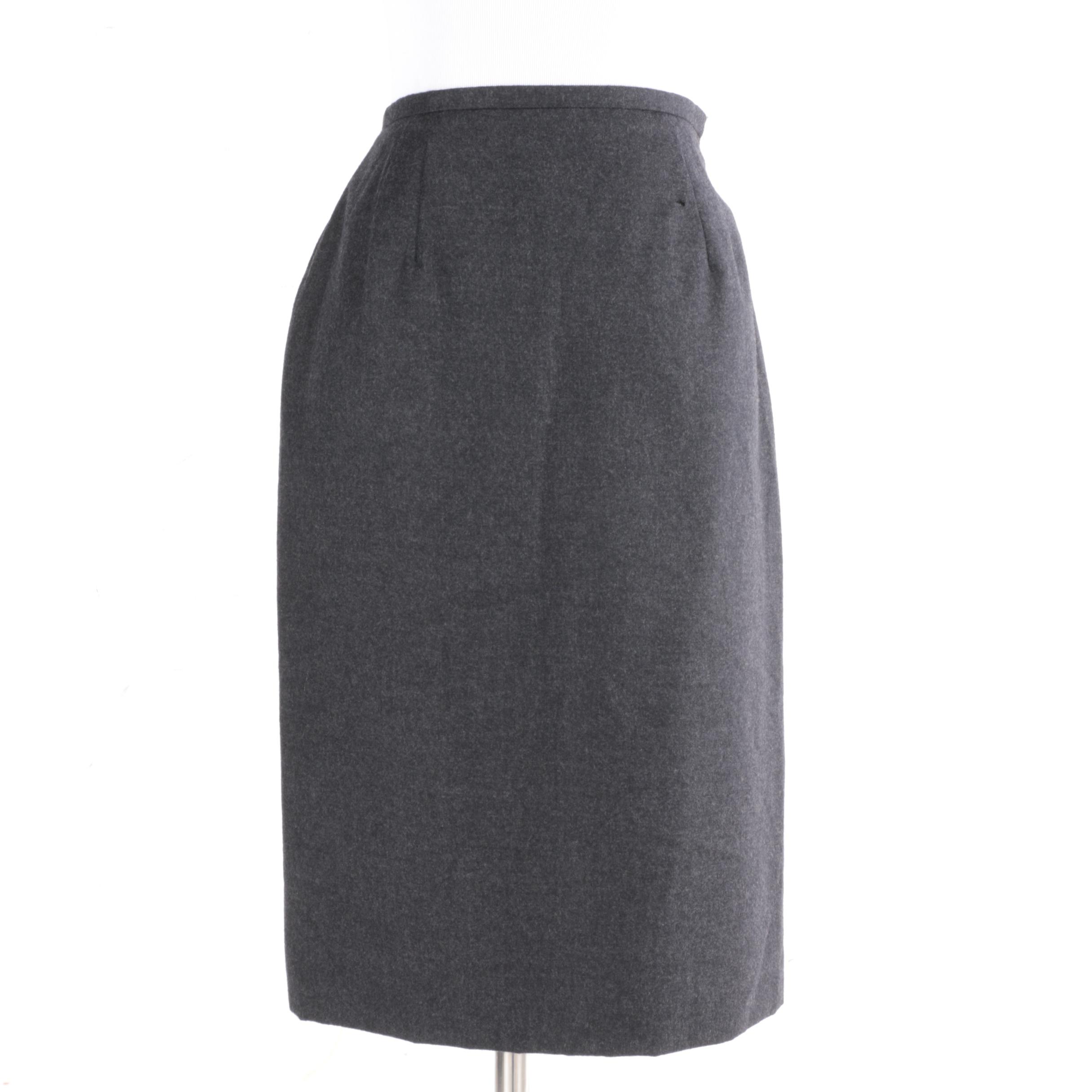 1990s Vintage Valentino Boutique Wool Pencil Skirt