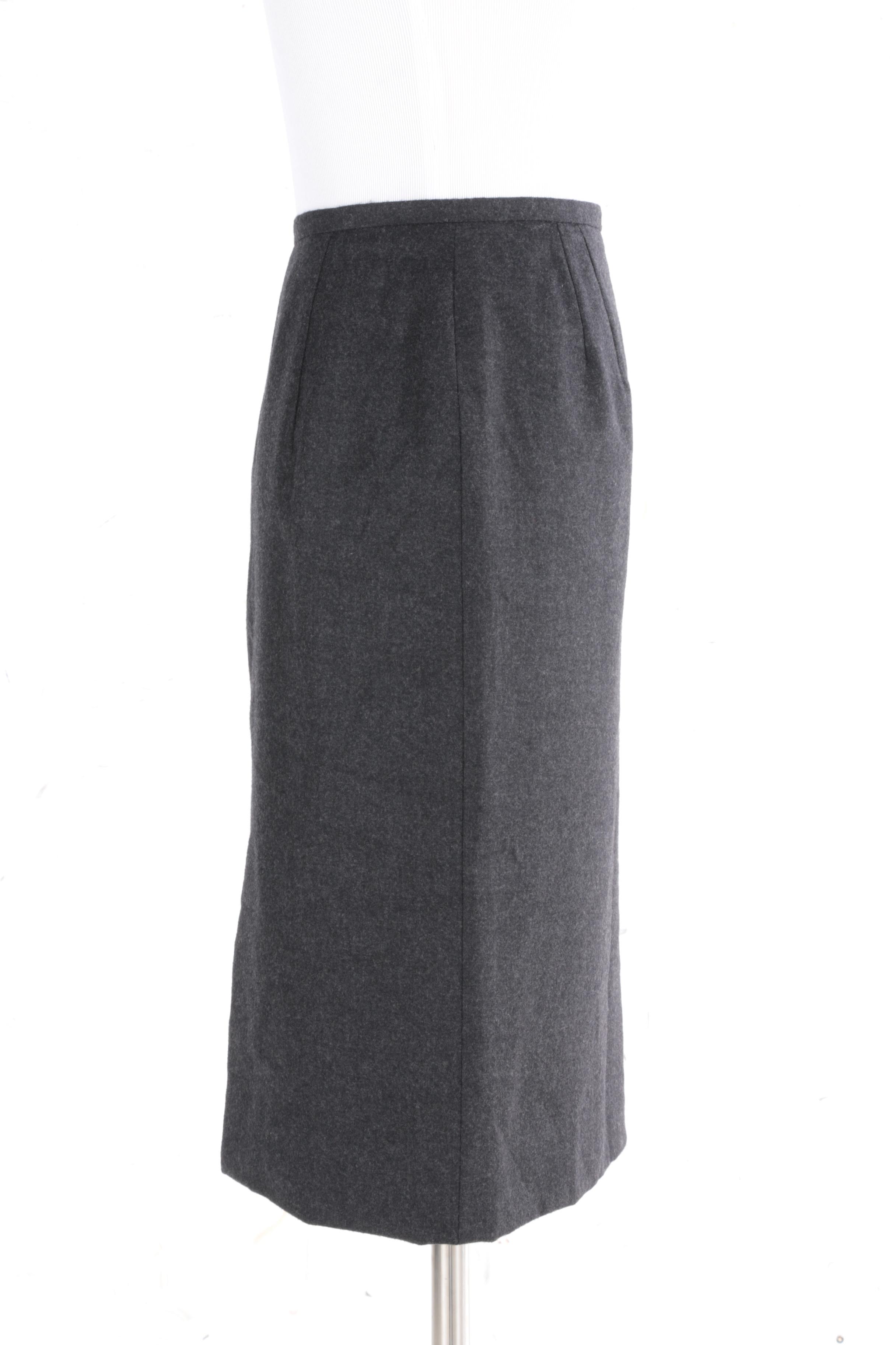 1990s Vintage Valentino Boutique Wool Pencil Skirt