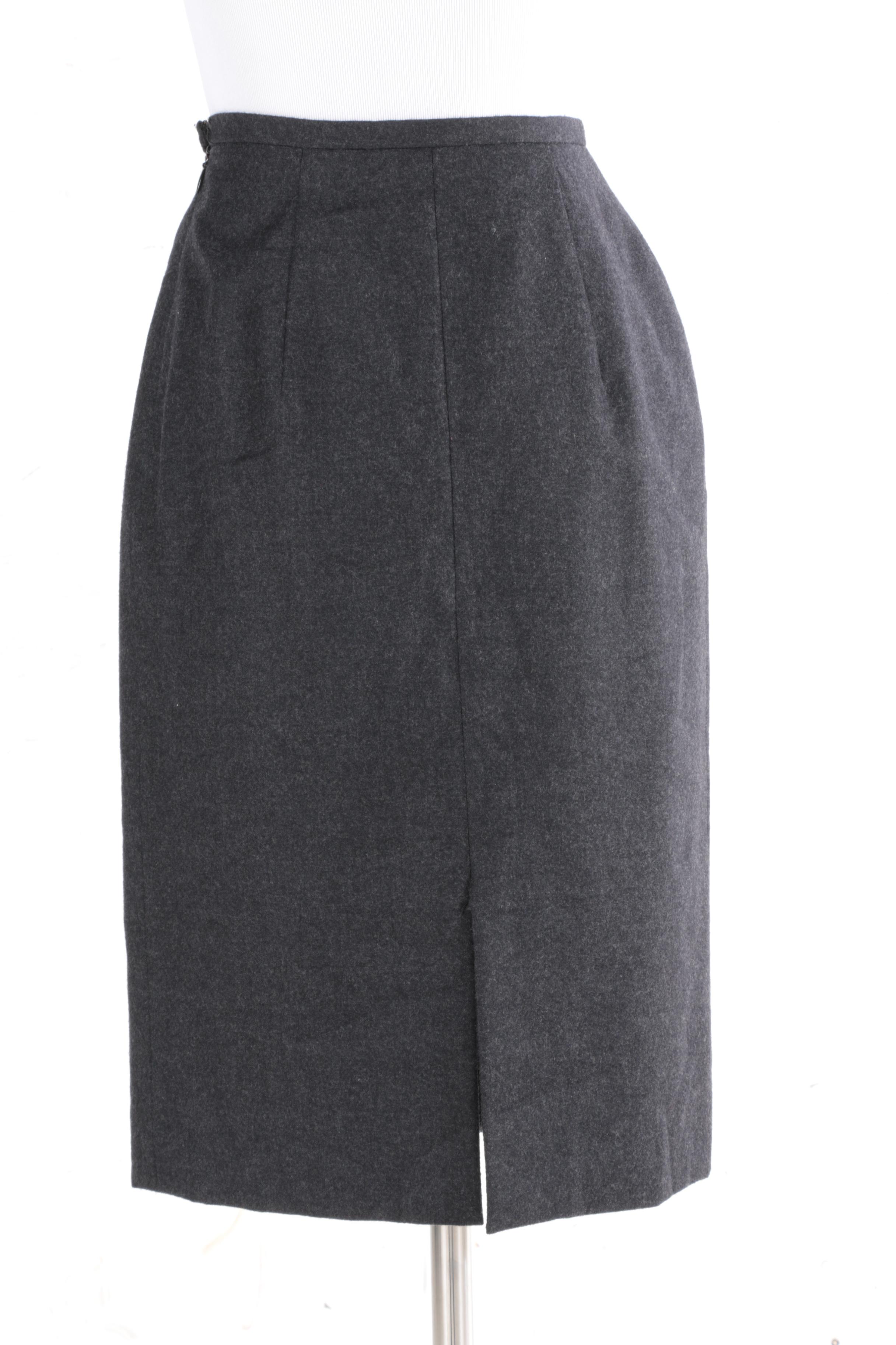 1990s Vintage Valentino Boutique Wool Pencil Skirt