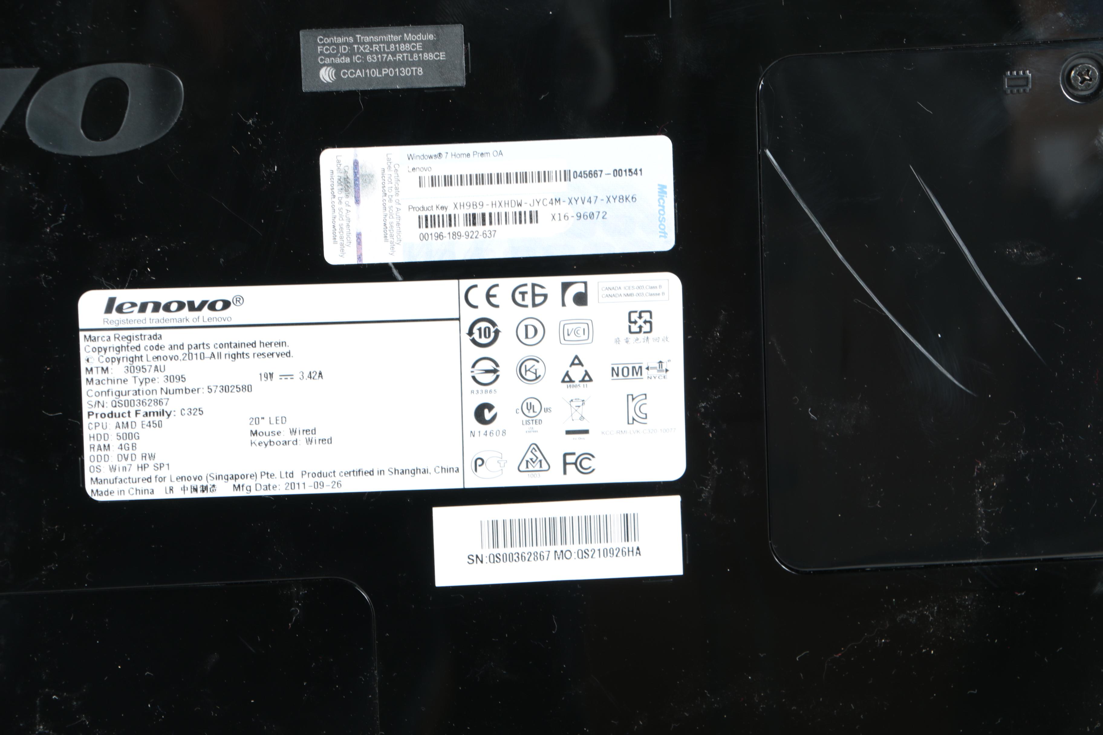 Lenovo "C 325" Desktop Computer with Keyboard and Mouse