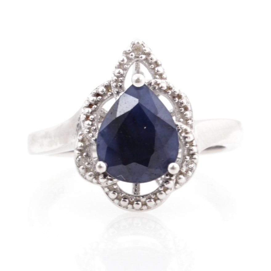 Sterling Silver Imitation Sapphire Ring