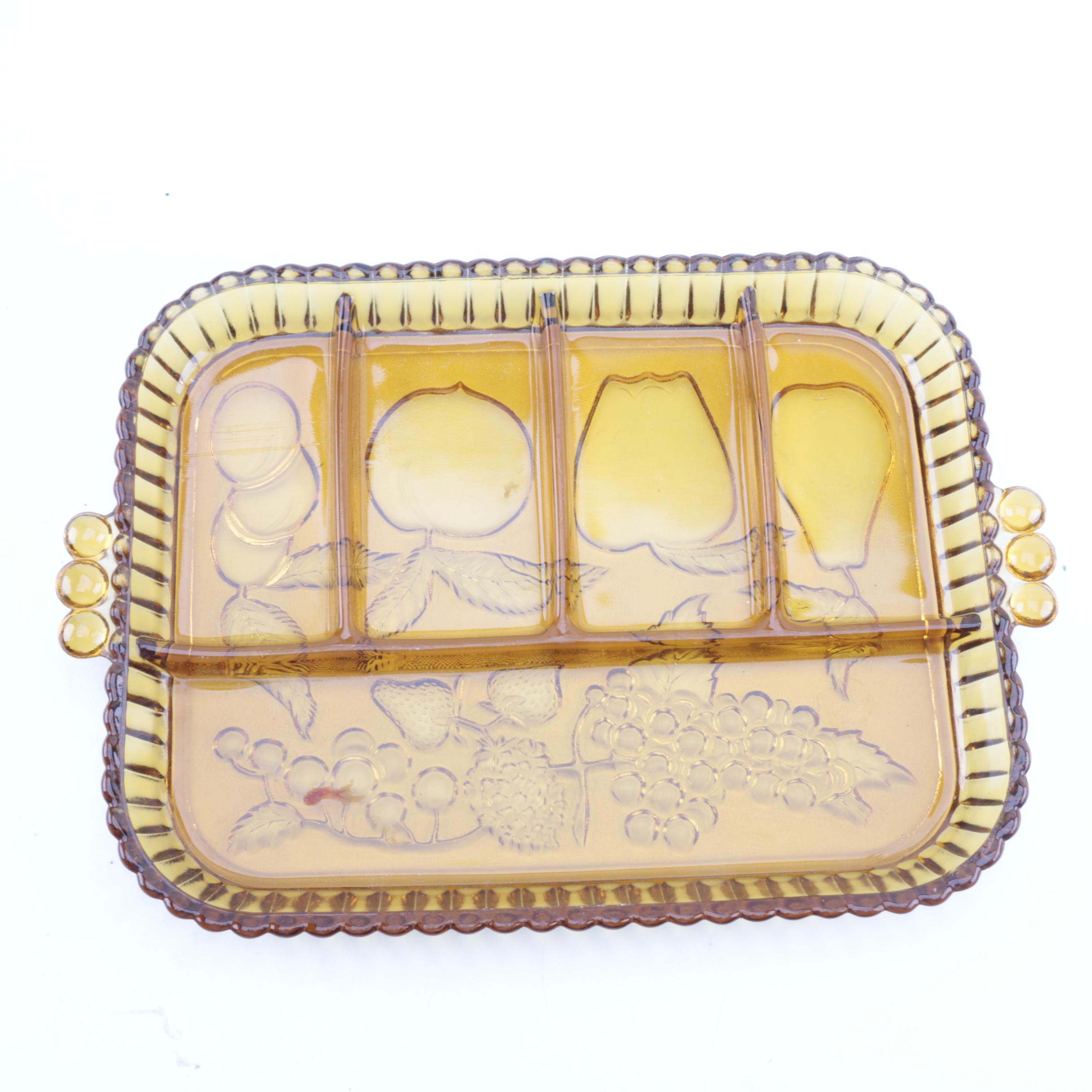 Vintage Amber Glass Serving Tray