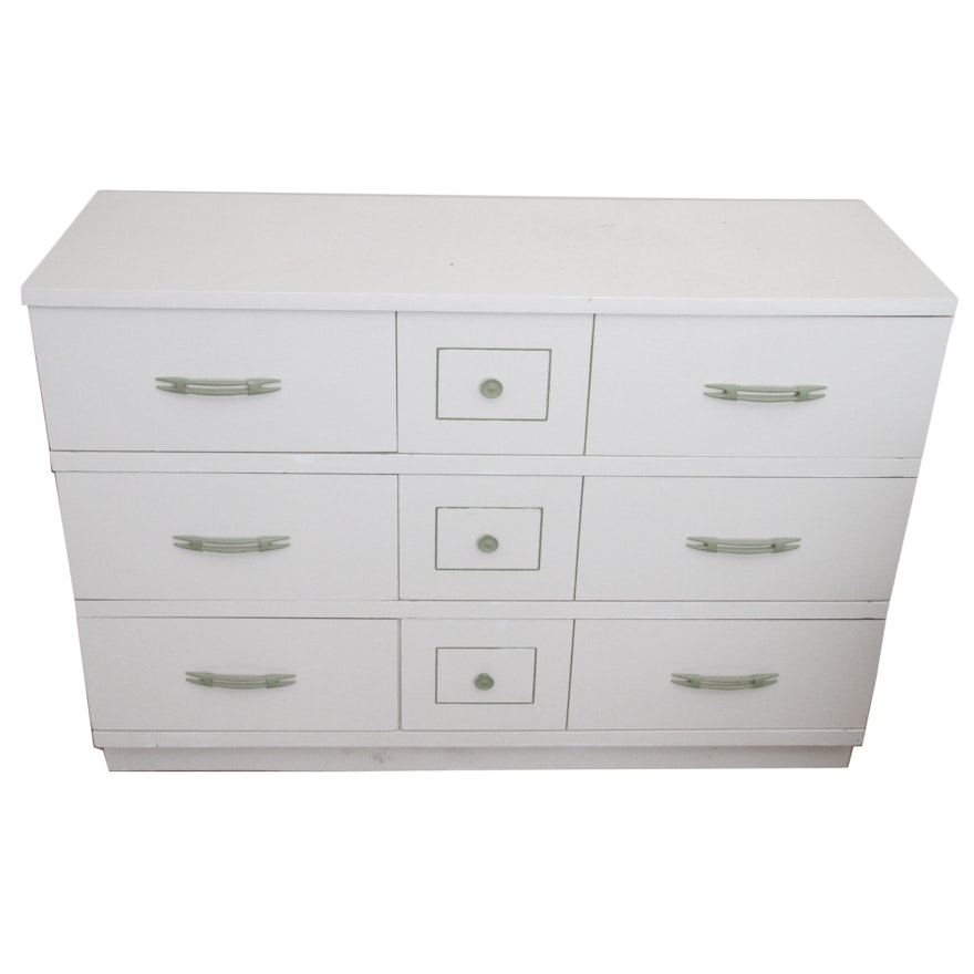 Mid Century Modern White Low Chest of Drawers