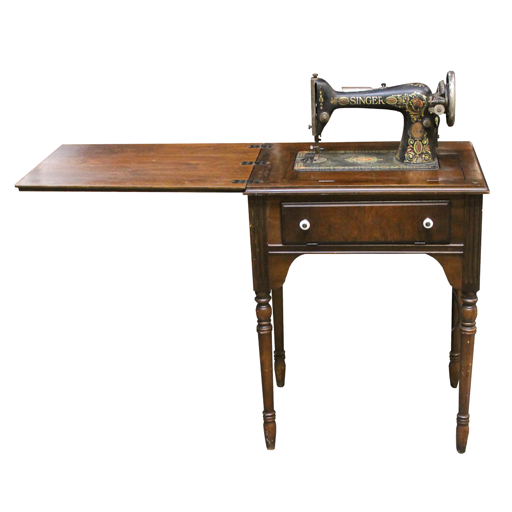 Vintage Singer Sewing Machine and Worktable