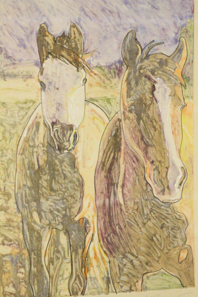 Monotype of Two Horses