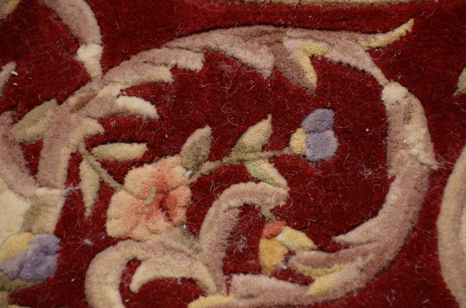 Hand-Tufted and Carved Chinese Royal Palace Scalloped Area Rug