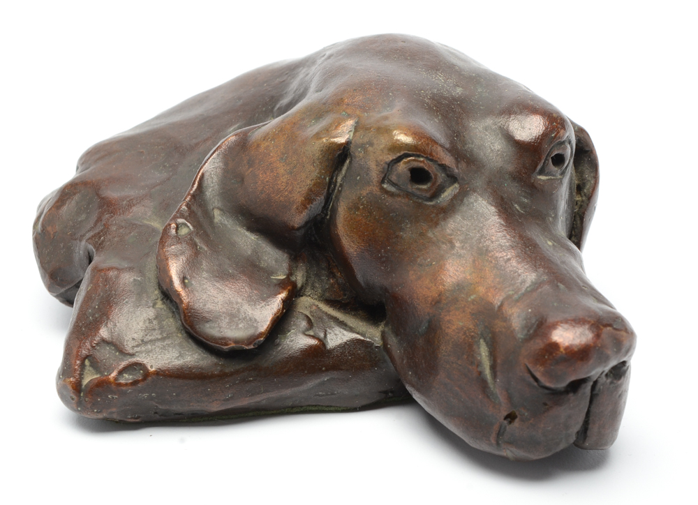 Cast Bronze Sculpture of a Dog's Head