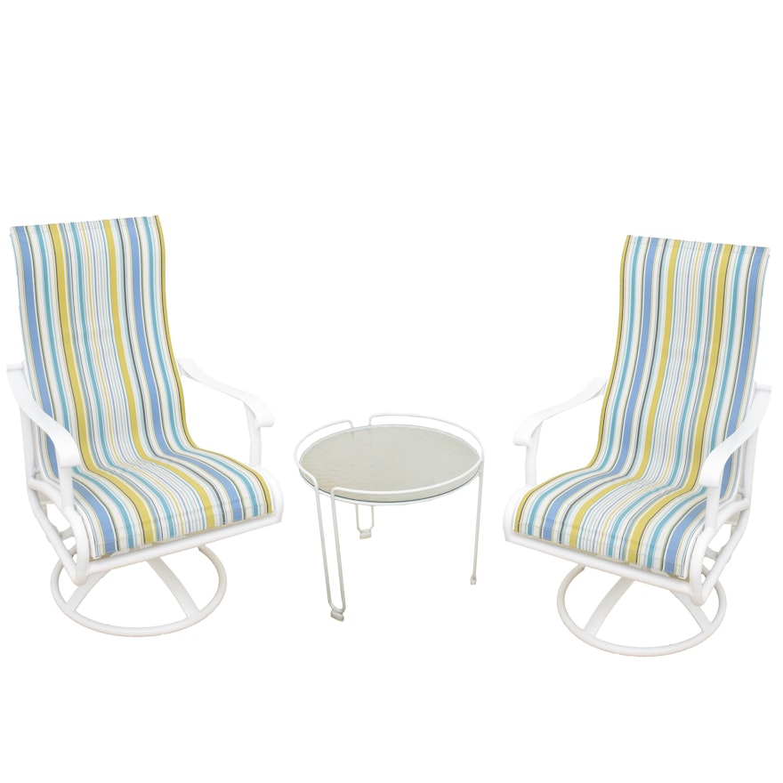 Mallin Rocker Patio Chairs with Glass-Top Side Table
