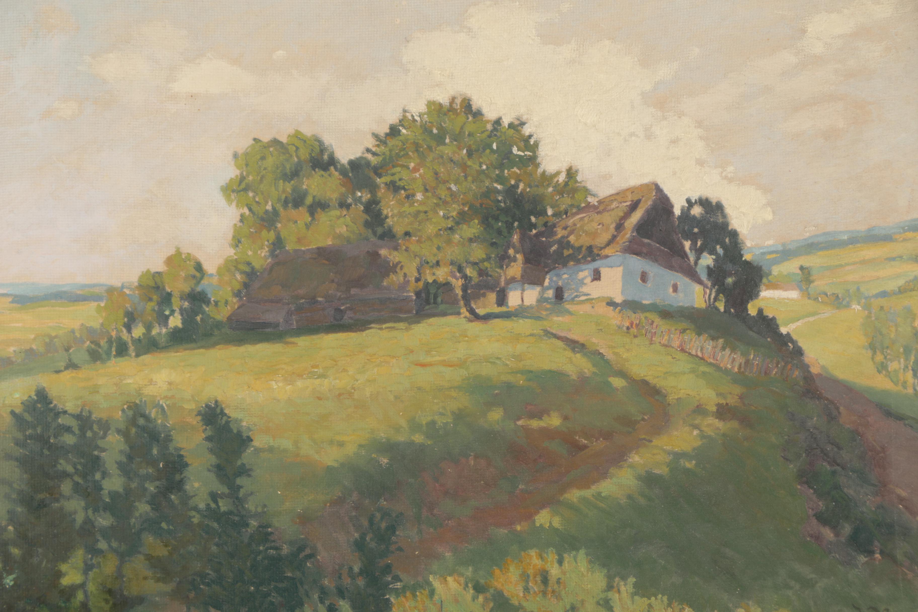 J. Honsa Oil Painting on Canvas of Pastoral Landsape