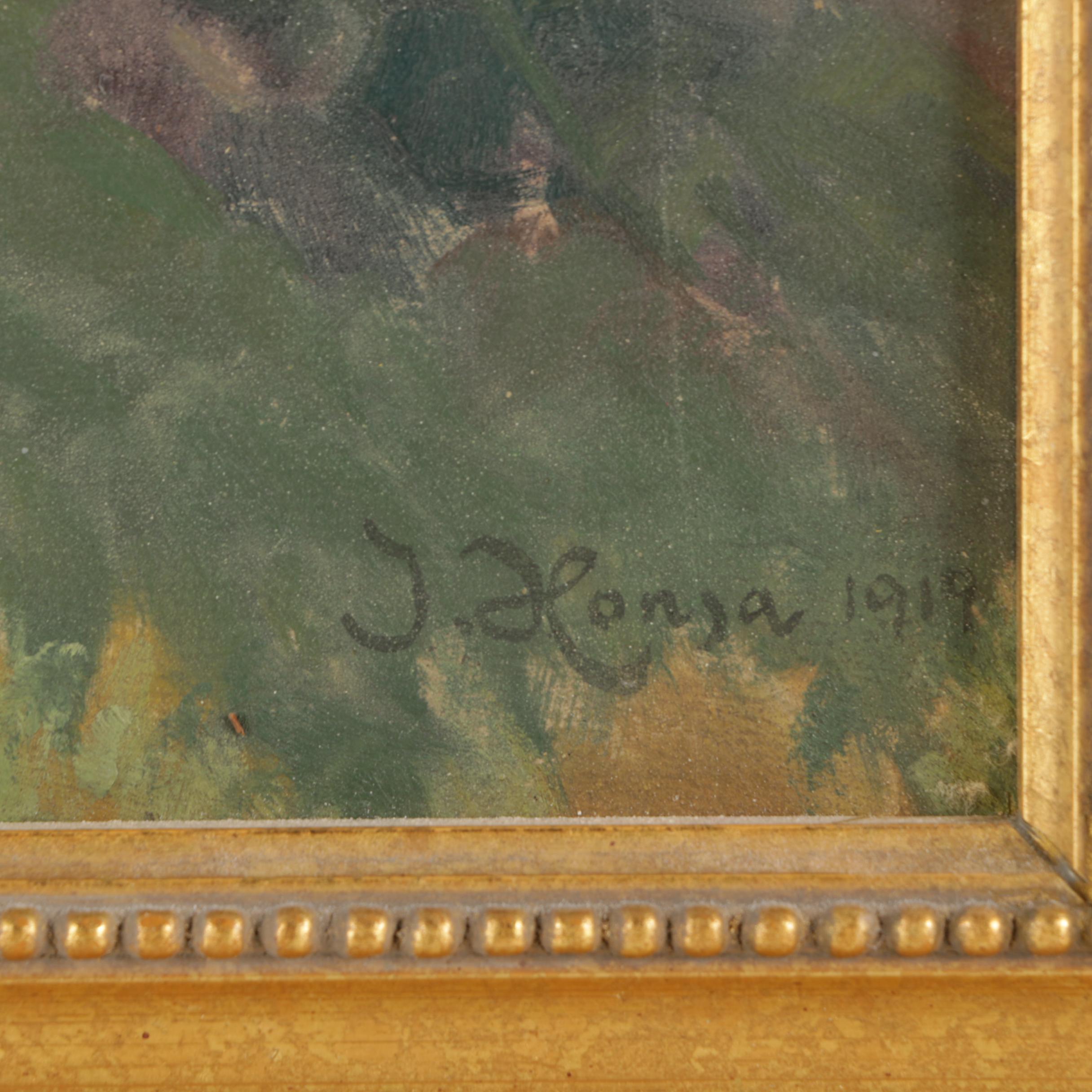 J. Honsa Oil Painting on Canvas of Pastoral Landsape