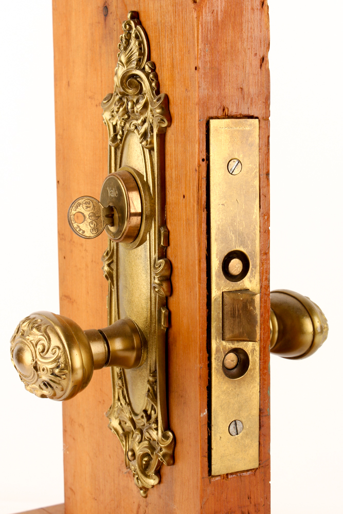 Vintage Rococo Style Yale Lockset on Board