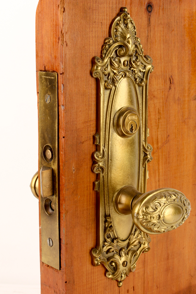 Vintage Rococo Style Yale Lockset on Board