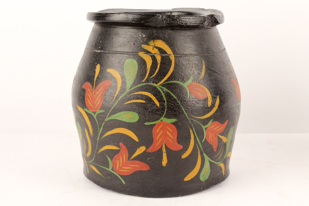 Vintage Hand-Painted Clay Jug and Pot