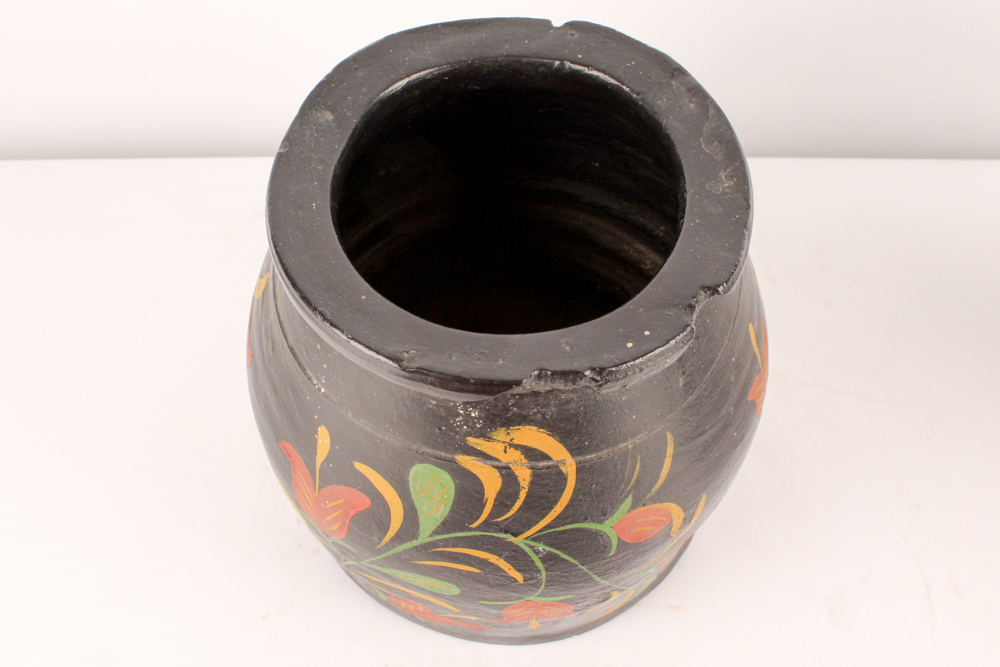 Vintage Hand-Painted Clay Jug and Pot