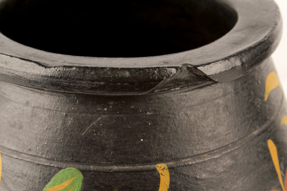 Vintage Hand-Painted Clay Jug and Pot