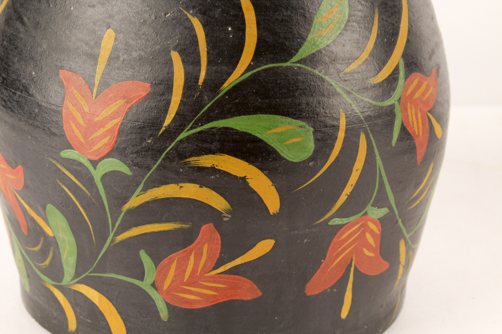 Vintage Hand-Painted Clay Jug and Pot