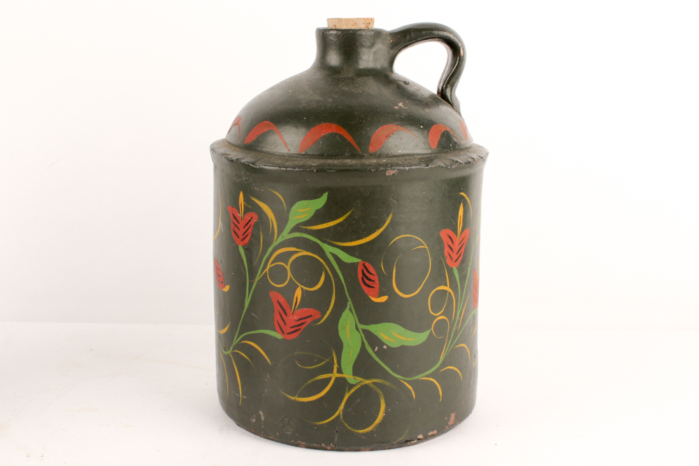 Vintage Hand-Painted Clay Jug and Pot