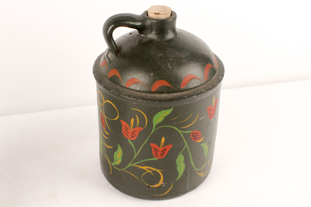 Vintage Hand-Painted Clay Jug and Pot