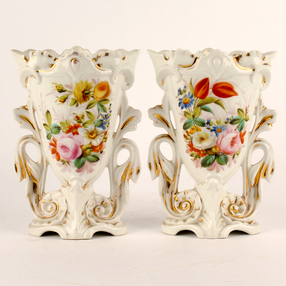 Antique Old Paris Style Porcelain Vases