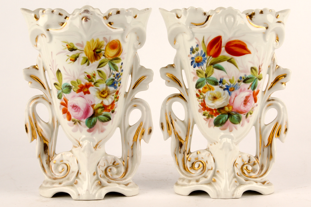 Antique Old Paris Style Porcelain Vases