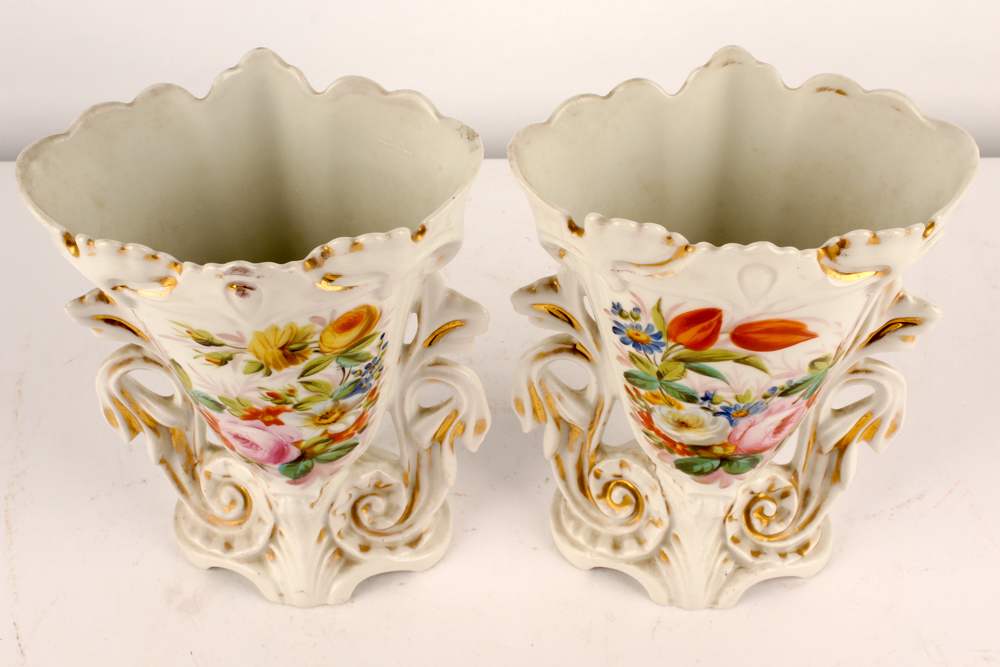 Antique Old Paris Style Porcelain Vases