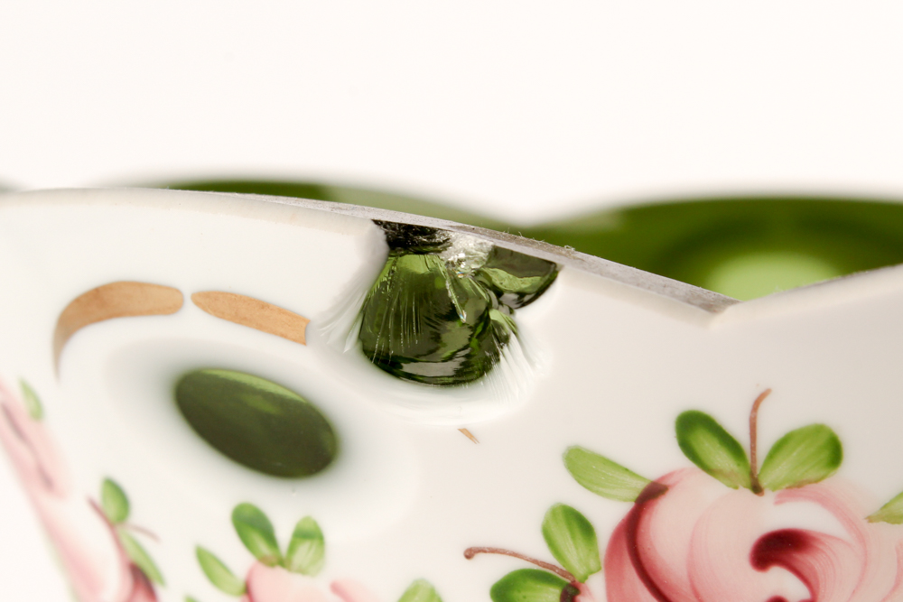 Antique Hand-Painted Mantel Luster with Dangling Crystals