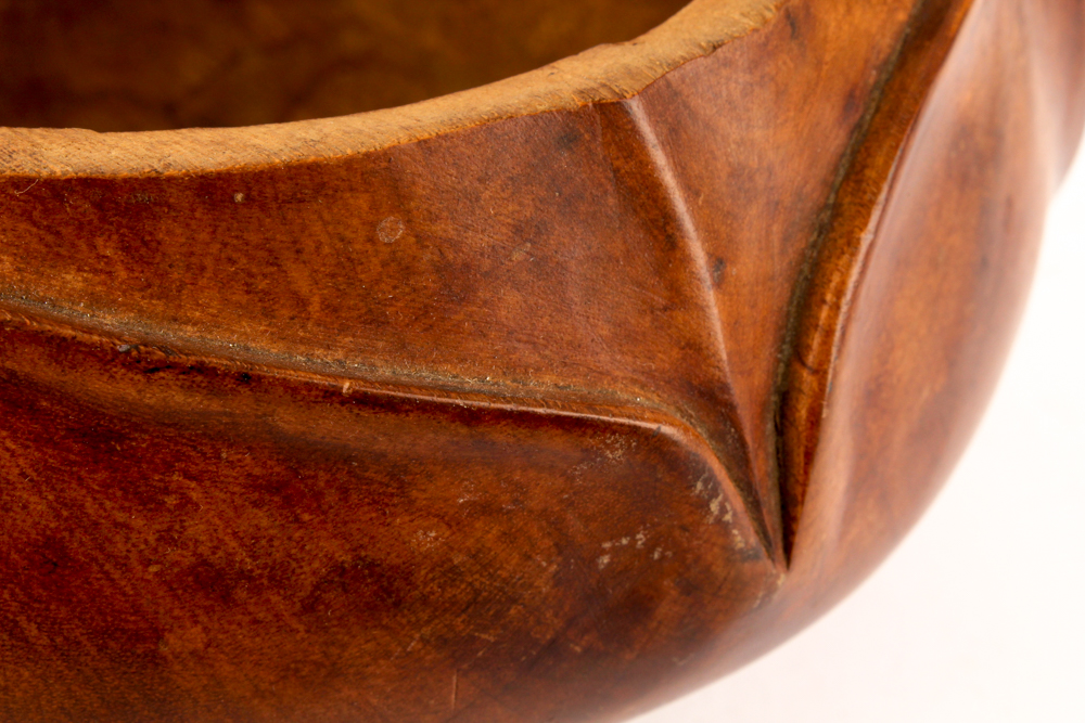 Hand-Carved Wooden Bowl with Goose Handle Lid