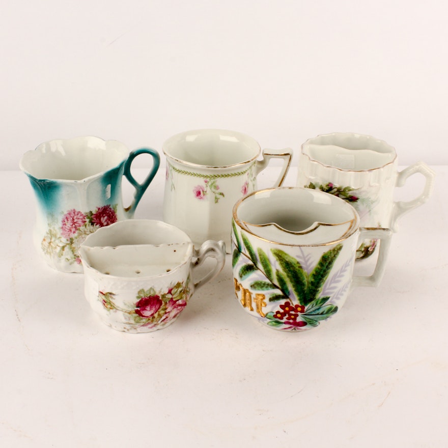 Early 20th Century Bavarian Porcelain Mustache Mugs