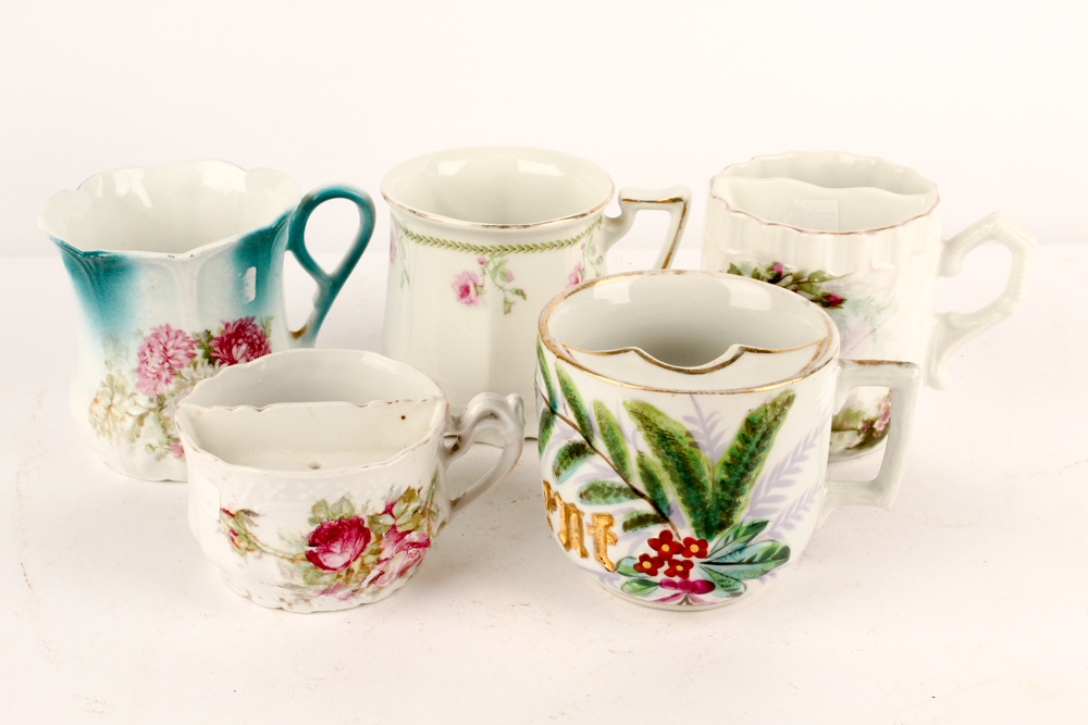 Early 20th Century Bavarian Porcelain Mustache Mugs