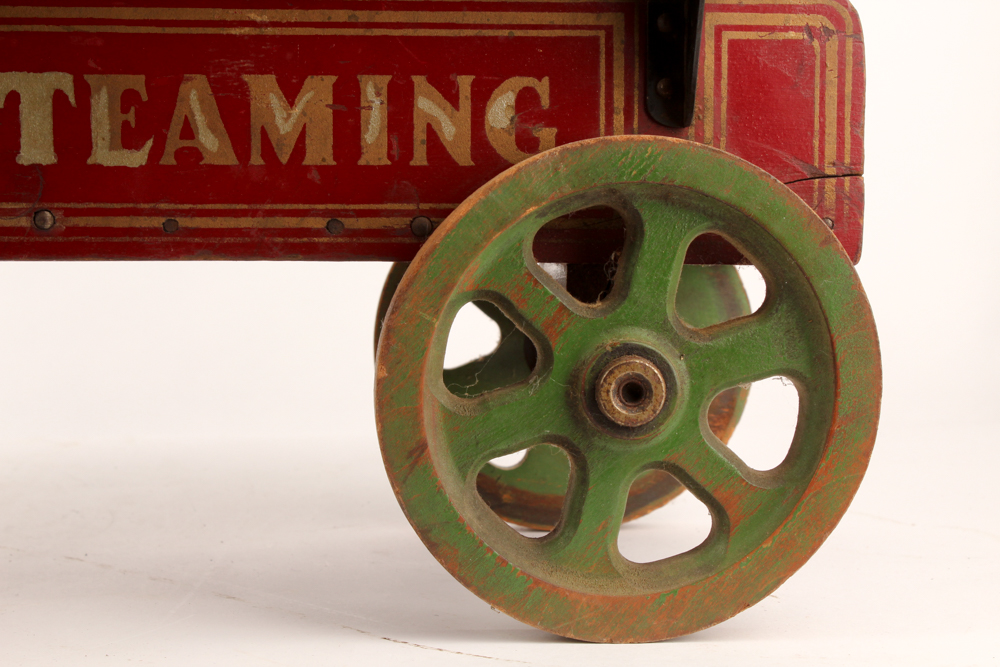 1930s Jacrim "Drive 'Em" Wooden Horses and Wagon