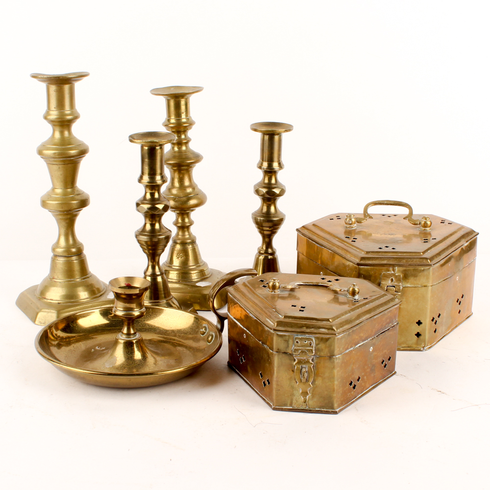 Vintage Brass Candle Holders and Cricket Cages