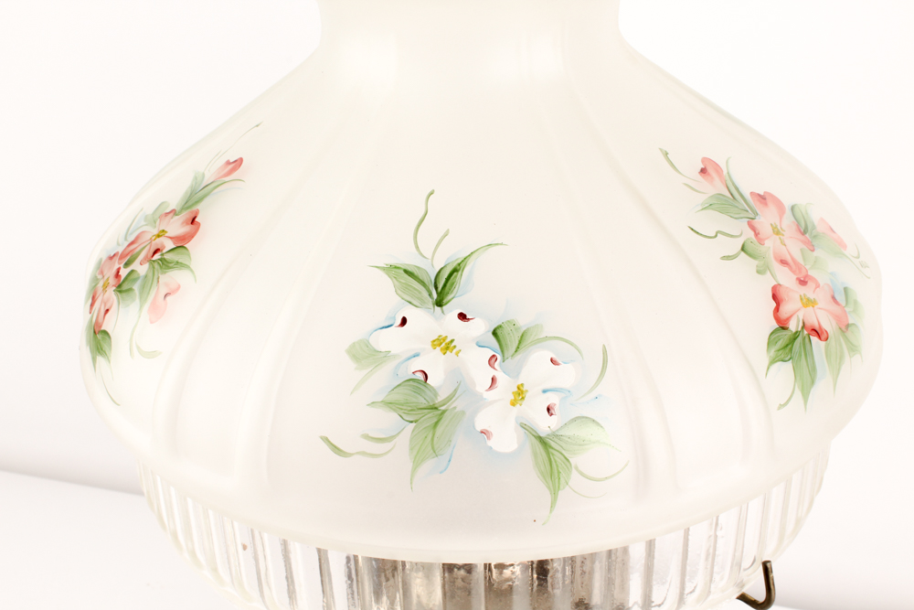 Antique Parlor Lamp with Hand-Painted Globe