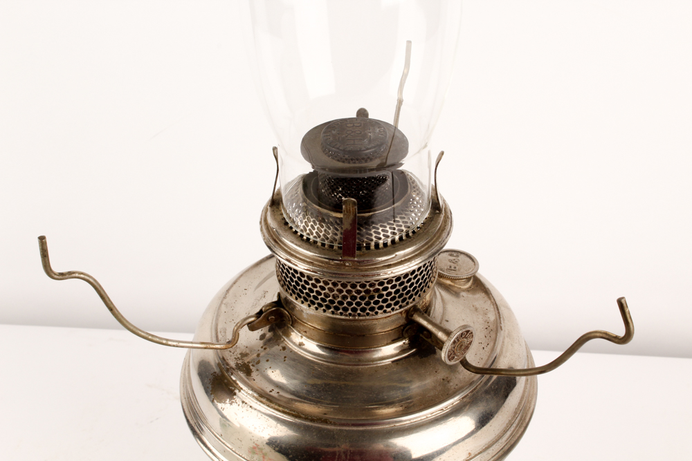 Antique Parlor Lamp with Hand-Painted Globe