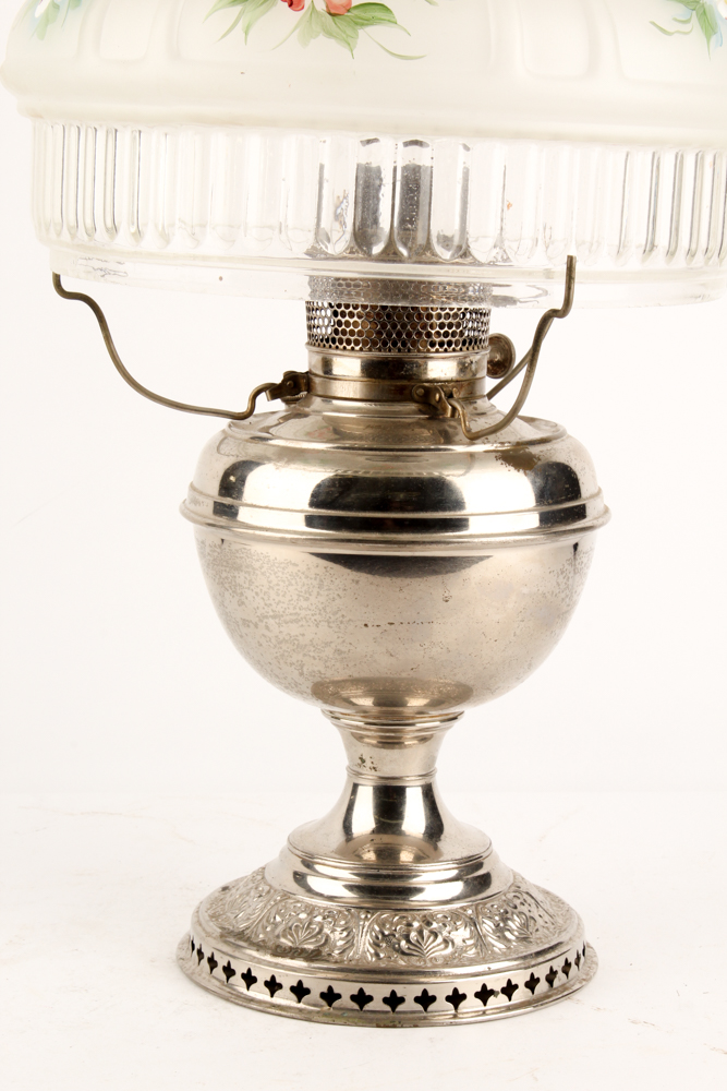 Antique Parlor Lamp with Hand-Painted Globe