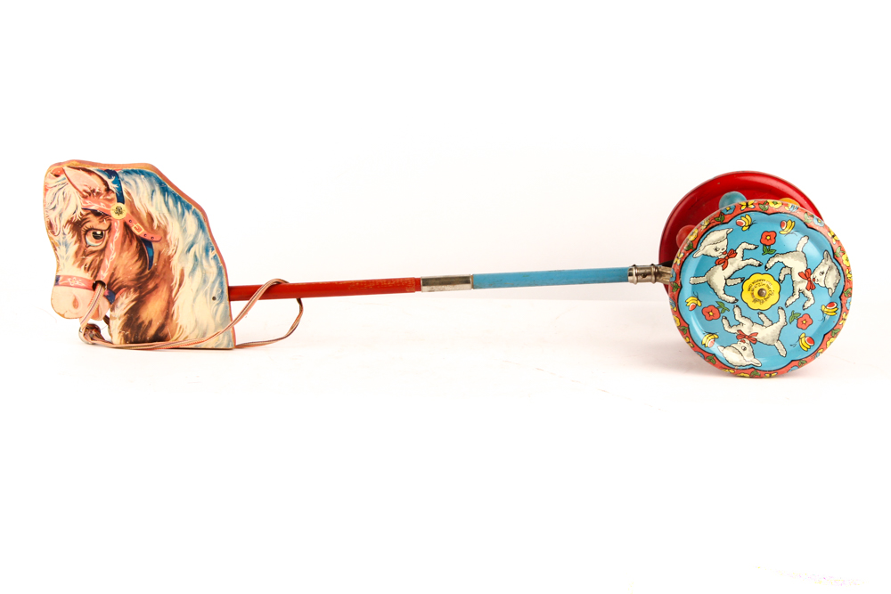 Vintage Horse Push Toy by The Gong Bell Mfg. Co.