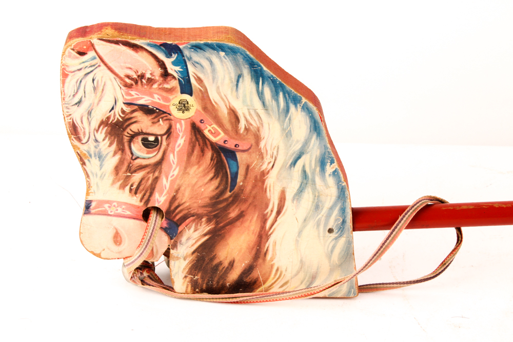Vintage Horse Push Toy by The Gong Bell Mfg. Co.