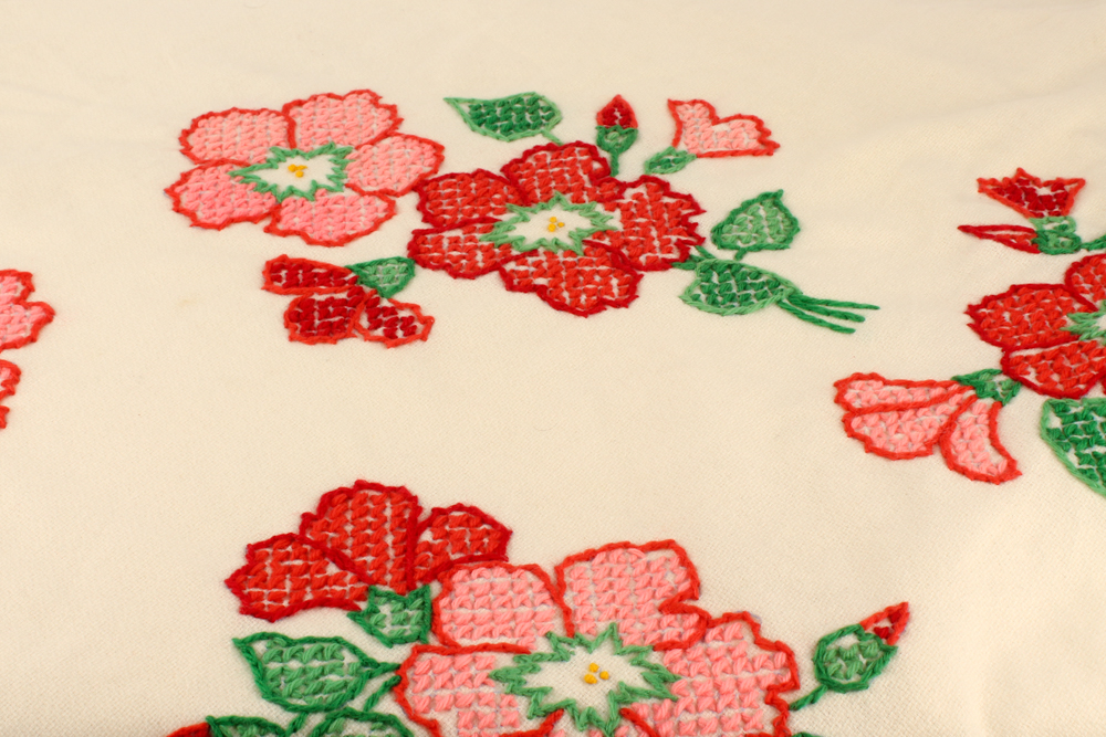 Vintage Flower-Themed Books and Hand-Embroidered Shawl
