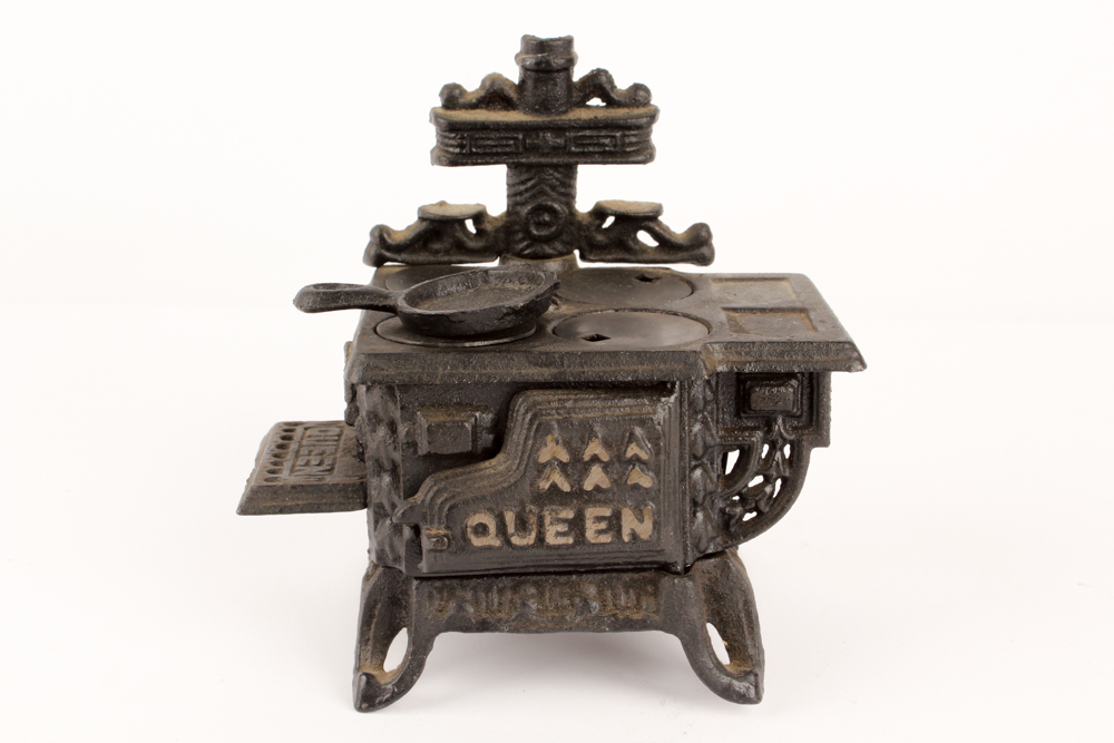 Antique Cast Iron Salesman Sample Stoves with Utensils