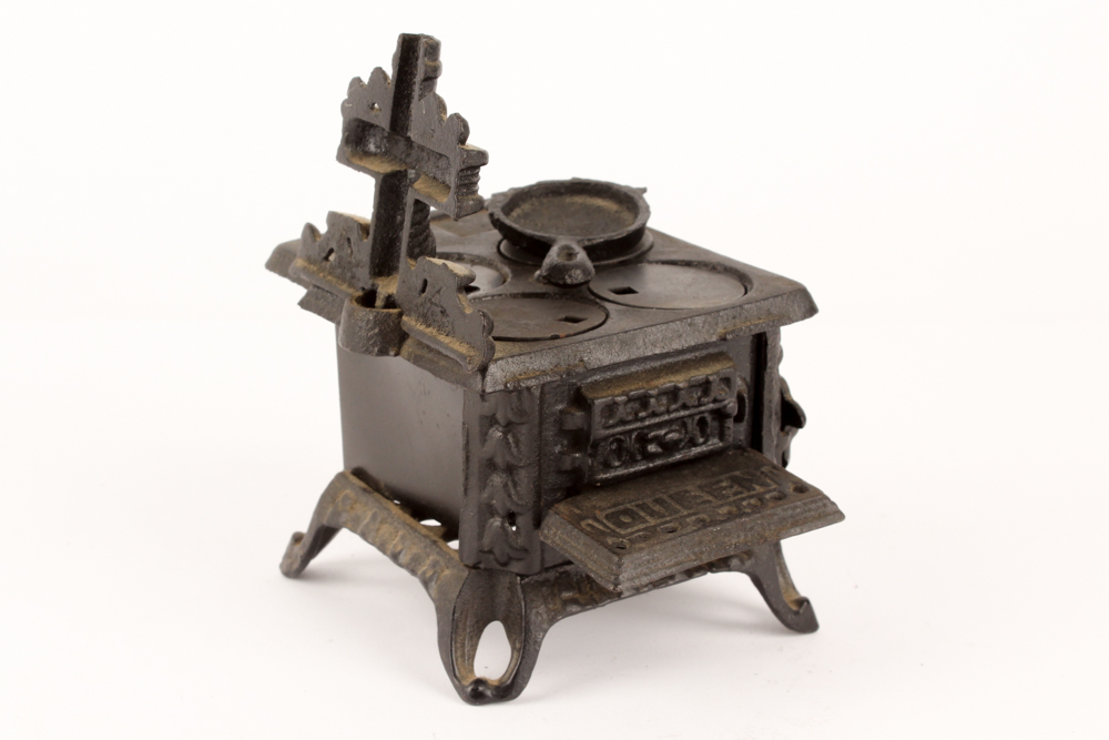 Antique Cast Iron Salesman Sample Stoves with Utensils