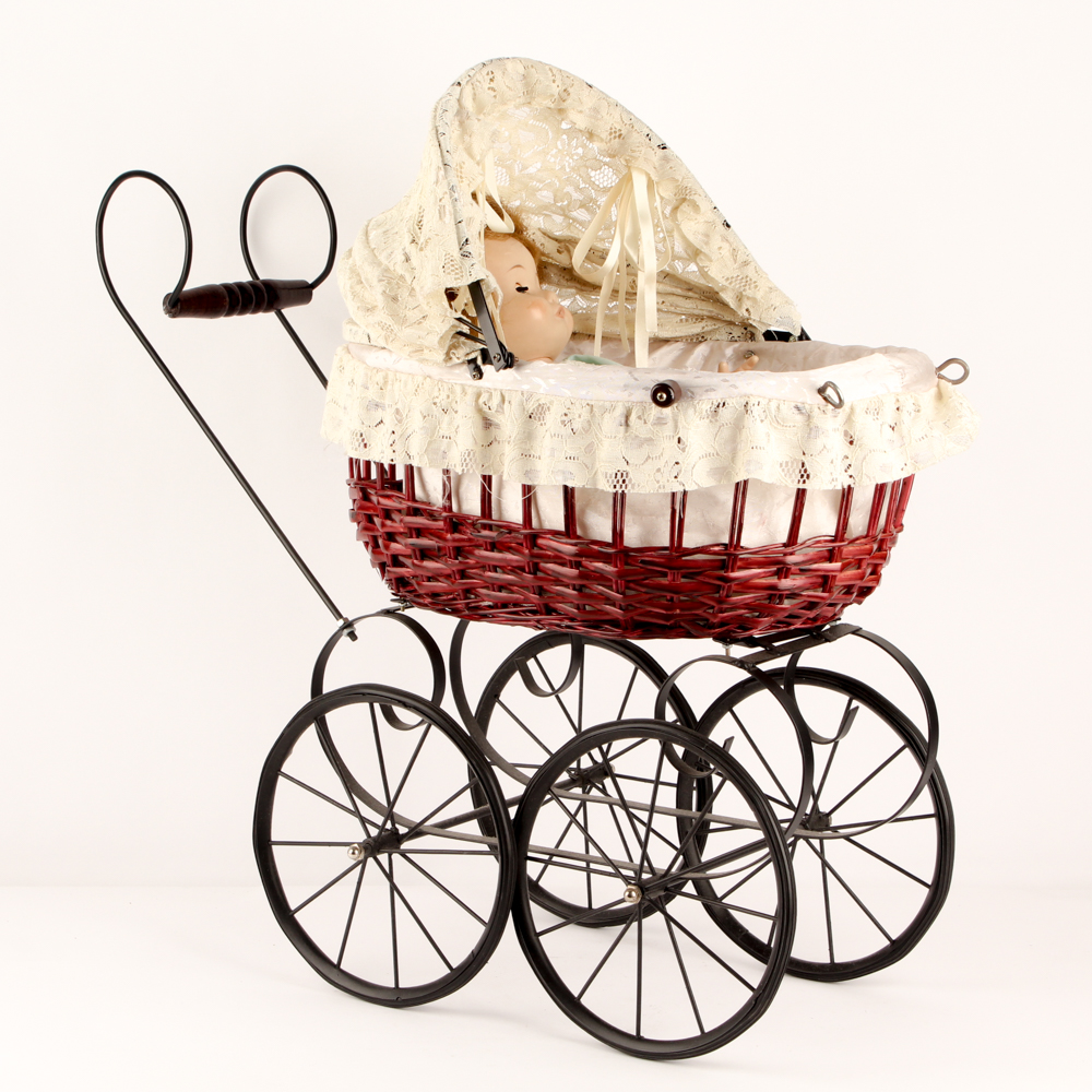 Madame Alexander "Kathy" Doll in Wicker Doll Pram