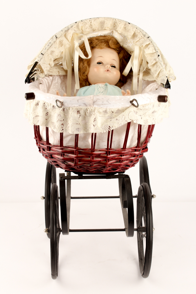 Madame Alexander "Kathy" Doll in Wicker Doll Pram