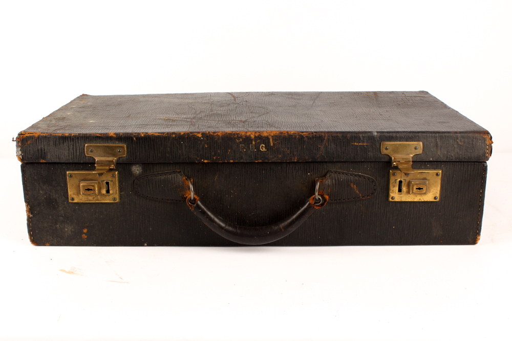 Vintage Briefcase with Paper Litho Alphabet Blocks