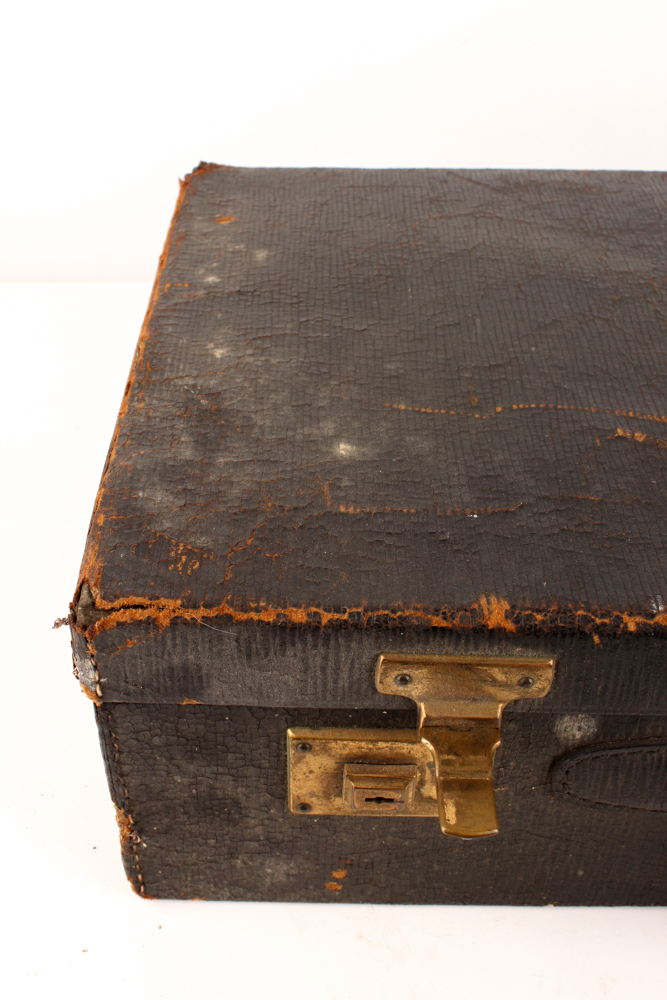 Vintage Briefcase with Paper Litho Alphabet Blocks