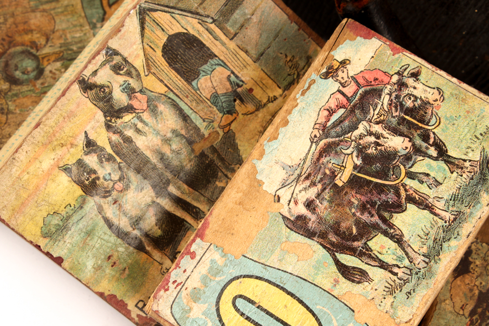 Vintage Briefcase with Paper Litho Alphabet Blocks