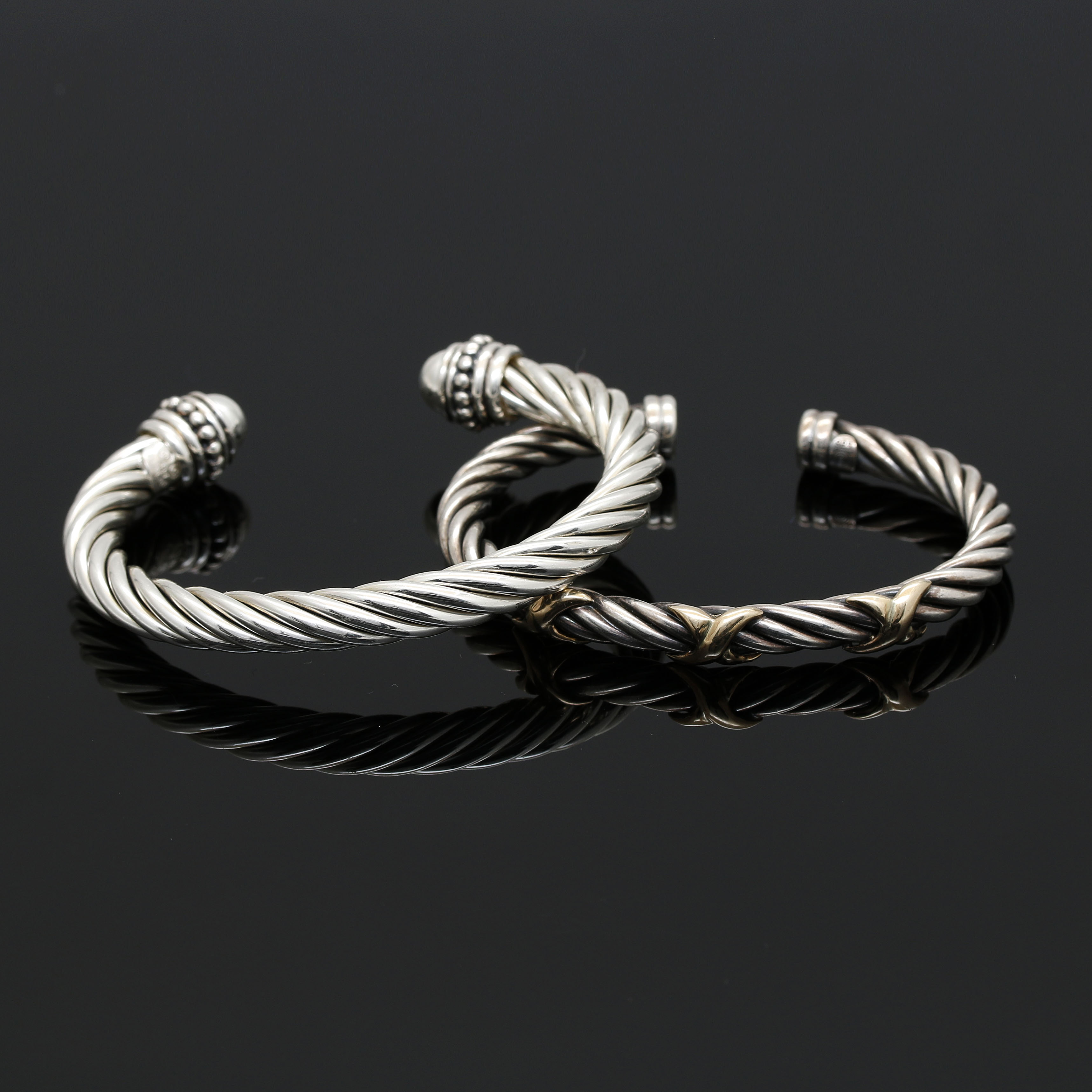 Sterling Silver Cable Cuff Bracelets