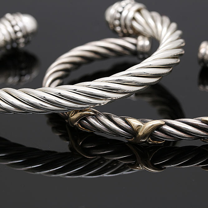 Sterling Silver Cable Cuff Bracelets