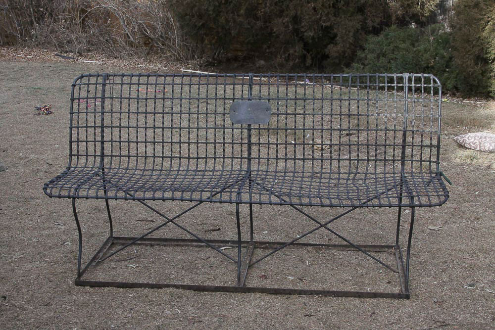 Mid Century Modern Style Woven Metal Bench