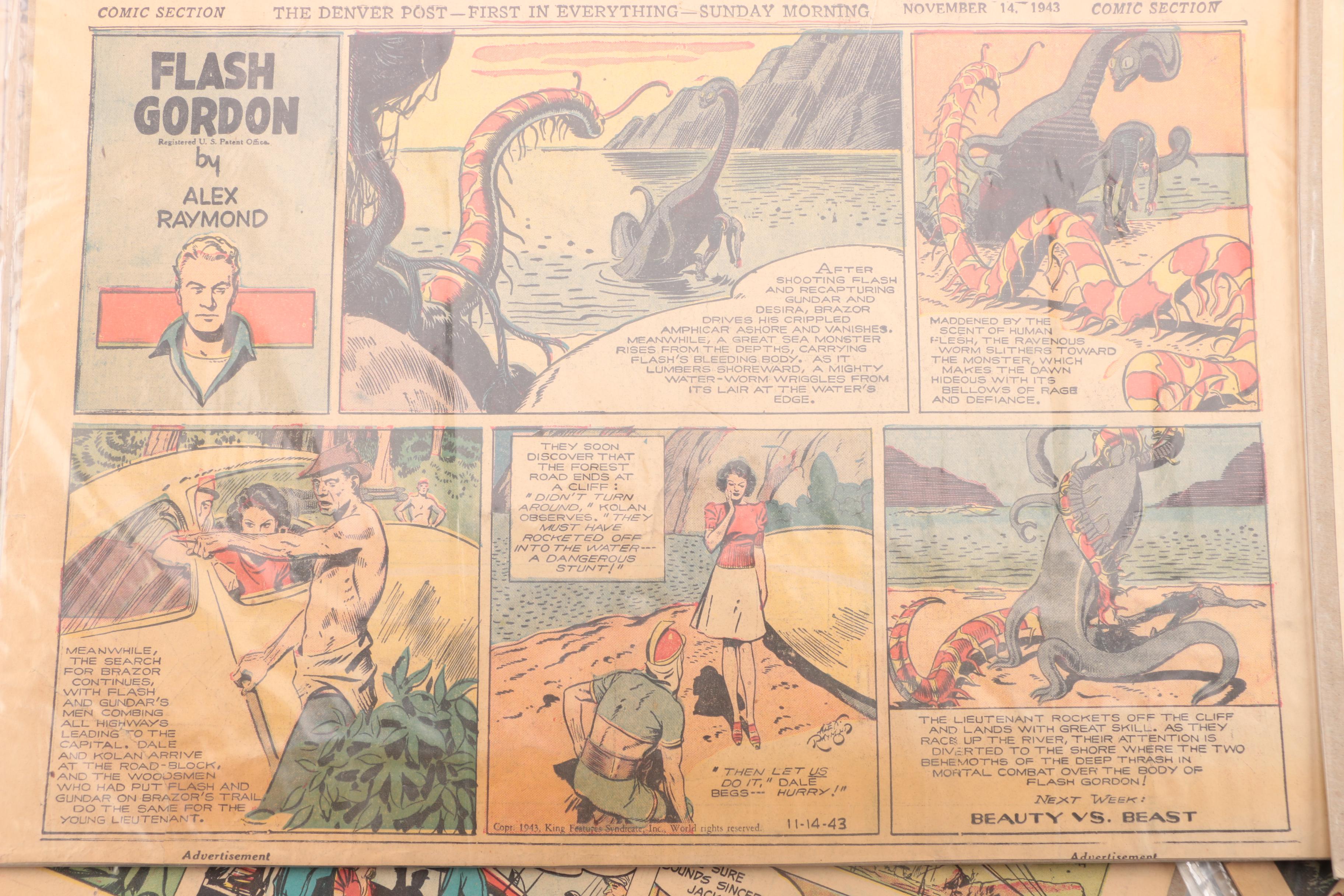 1940s Newspaper Comics Including "Superman" and "Happenings on the Home Front"